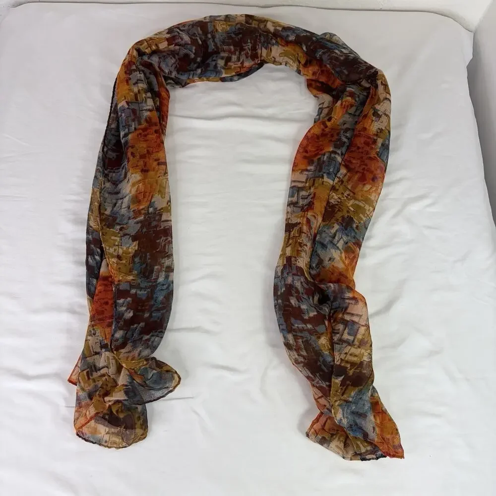 Unbranded Large Rectangular Scarf Abstract Print, autumn colors, fall, boho-chic